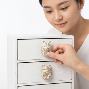 Poignée de tiroir et bouton de meuble en fonte moderne et écologique en forme de tête de chat pour armoire, commode, cuisine, chambre, salle de bain, salon - Product Image 4