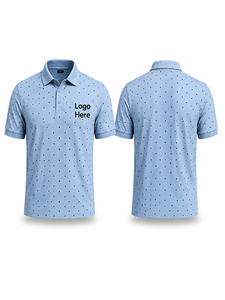 เสื้อเชิ้ตแขนสั้นสีฟ้าอ่อนสำหรับผู้ชาย ผ้าถักโพลีเอสเตอร์ผสมคอตตอน ระบายอากาศได้ดี สไตล์ลำลอง รับทำโลโก้ด้านหน้า บริการ OEM - Product Image 1