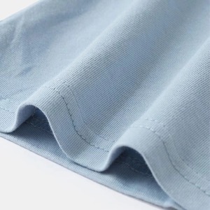 T-shirt décontracté pour homme, bleu clair, à manches courtes, col rond, coupe classique, en jersey de spandex, uni, respirant, sans logo sur le devant - Product Image 5