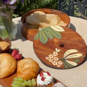 Boîte à chapati/roti en bois massif de qualité supérieure, faite à la main, taille et forme ronde personnalisées pour les hôtels et les restaurants à prix abordables - Product Image 6