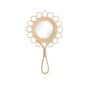 Miroir mural artisanal en rotin naturel pour chambre d'enfant, décoration murale bohème en osier, miroir suspendu décoratif - Product Image 3