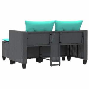 Sofá de Jardín de Ratán PE Negro y Azul, Muebles de Exterior Elegantes de Acero con Recubrimiento en Polvo y Tela - Product Image 6