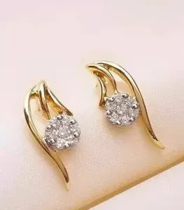 Moissanite Stud <b>Earrings</b> 925 Sterling <b>Silver</b> Gold Plated Luxury Trendy Classic Round Cluster Women <b>Wedding</b> Jewelry - Product Image 6