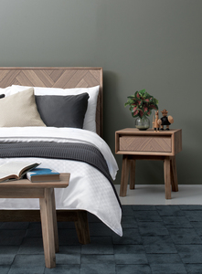 Modern Navara Ash Wooden 1 Drawer Bedside <b>Table</b> with Malaysian Oak Legs Nightstand <b>End</b> <b>Table</b> - Product Image 5