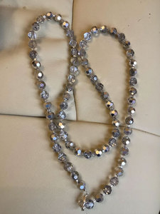 Collar Largo con Cuentas de Cristal Gris, Cuentas de Vidrio Facetadas, Joyería de Moda Hecha a Mano, Collar Elegante para Mujer, Regalo - Product Image 2