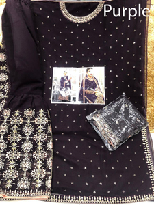 Salwar Kameez en soie brodée rouge D.N° 1448-B, tenue de mariage indienne traditionnelle pour femmes, longueur au sol, coupe classique - Product Image 2