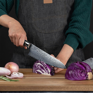 Ensemble de couteaux de chef en acier Damas avec étui en cuir, ensemble de couteaux de cuisine haut de gamme pour la cuisine à domicile, la préparation des aliments et les tâches culinaires - Product Image 2