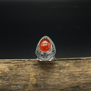 Vintage Carnelian Gemstone <b>Ring</b> Natural Orange Stone Jewelry Antique Style <b>Statement</b> <b>Ring</b> Gift for Her - Product Image 3