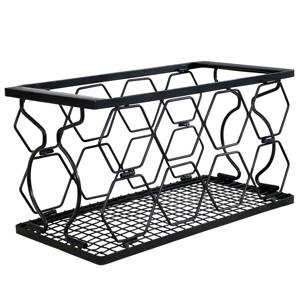 Organisateur de rangement à vin moderne pour comptoir, 8 bouteilles, en fer, sur roulettes, noir, en fil métallique, gain de place, présentoir à vin pliable - Product Image 6