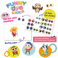 Autocollants amusants pour les yeux 12x7cm en matériau PP/PET auto-adhésif pour cadeaux promotionnels