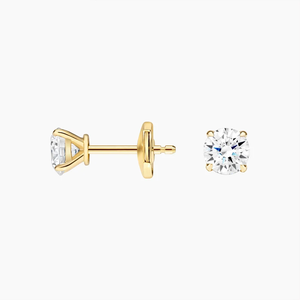 Boucles d'oreilles clous en or jaune avec diamants ronds taille brillant, cultivés en laboratoire, couleur G, classiques pour femme, à porter au quotidien - Product Image 1