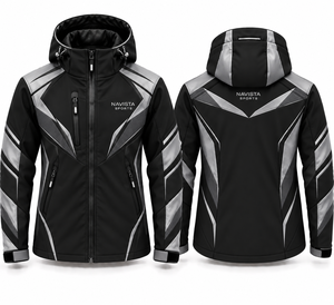 Veste de moto tactique d'hiver unisexe en toile Softshell NAVISTA SPORTS, style course, avec capuche et 6 poches zippées – Vente en gros - Product Image 2