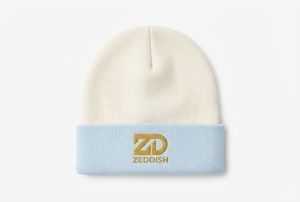 Premium Embroidered Cuff <b>Beanie</b> | Custom Logo Winter Knit Cap Men Women Luxury Casual 100% <b>Wool</b> Two-Tone Ribbed <b>Beanie</b> - Product Image 3
