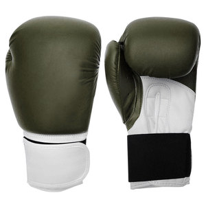 Guantes de Boxeo de Cuero PU Transpirables Personalizables Verde Blanco Negro Cierre con Cordones Correa de Muñeca Ajustable Entrenamiento Unisex para Adultos - Product Image 1