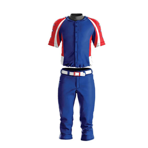 Conjunto de Uniforme de Béisbol para Hombre, Azul y Rojo, Jersey y Pantalones con Estampado Sublimado, 100% Poliéster, Manga Corta, Transpirable, Corte Regular - Product Image 1