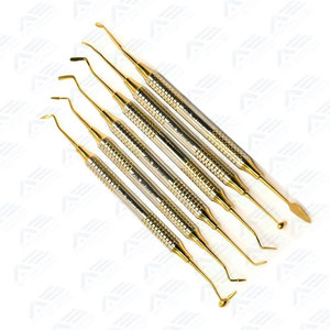 Instrumentos Quirúrgicos Dentales: Raspadores de Acero Inoxidable, Diseño Personalizado, Color Dorado, para Rellenos Dentales Planos de Composite - Product Image 3