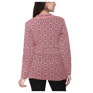 Cardigan en tricot chaud pour femme OEM, couleur unie, personnalisable, mode automne-hiver - Product Image 5
