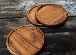 Handmade Durable Wooden <b>Coaster</b> <b>Set</b> with Custom Logo Oak & Cork <b>Coasters</b> in Gift Box for Home & Restaurant Use - Product Image 4