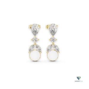 1.63 CT Yellow Gold Pear and Marquise Lab Grown Diamond Drop Earrings in 14K Solid Gold - Product Image 1