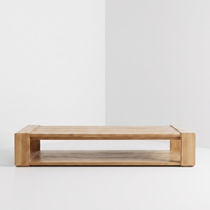 Table basse en teck sur mesure, profil bas, à deux niveaux, en bois massif, pour projets de mobilier contractuel, vente en gros au Moyen-Orient - Product Image 2