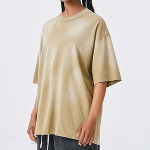 เสื้อยืดคอตตอนย้อมสีพื้นทรงโอเวอร์ไซส์ แขนสั้น คอกลม สีพื้น ระบายอากาศได้ดี ทรงพอดีตัว สำหรับผู้ชาย - Product Image 1