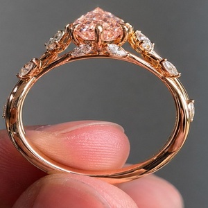 Luxury 18K Yellow Gold Fancy Vivid Pink Lab Diamond 3.03CT Marquise Cut Prong IGI Certified Engagement Wedding <b>Ring</b> for Women - Product Image 4