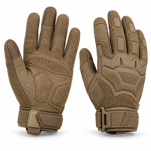 Gants tactiques en cuir à doigts complets, respirants, antidérapants, compatibles écran tactile, avec sangle réglable, pour activités de plein air, chasse et pilote. - Product Image 1
