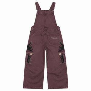 Salopette en jean unisexe taille haute coupe droite style vintage décontracté multi-poches hip-hop streetwear pour l'été - Product Image 3