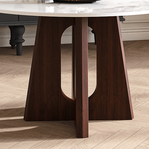 Mesa de Comedor Redonda Resistente de 53 Pulgadas con Base de Nogal, Tapa de Piedra Sinterizada y Diseño Cruzado para 4-6 Personas - Product Image 6