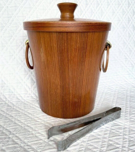 Seau à glace de luxe en bois d'acacia avec poignée en métal, refroidisseur à vin en bois fait sur mesure, artisanat - Product Image 1