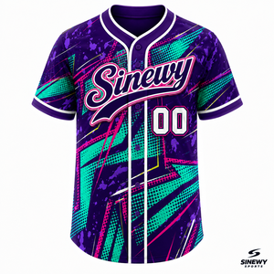 Maillot de baseball personnalisé Sinewy, imprimé géométrique sublimé, anti-humidité, manches courtes, unisexe adulte, toutes saisons - Product Image 2