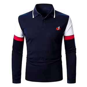 เสื้อโปโลผู้ชายแฟชั่น ผ้าคอตตอนเจอร์ซีย์กันยับ สไตล์วินเทจ แขนยาว ออกแบบได้ตามต้องการ - Product Image 1