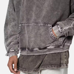 Sudadera con capucha de algodón lavado al ácido, estilo vintage, personalizada para branding. - Product Image 4