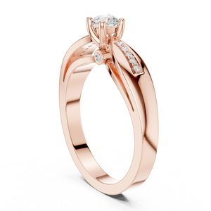 Rose Gold Lab Grown Diamond Engagement <b>Ring</b>, <b>Split</b> Shank Design, Round Center Stone, Side Diamond Accents, Luxury Bridal Jewelry - Product Image 3