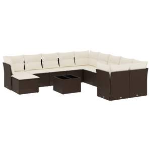 Conjunto de Sofás Modulares Grandes de Ratán Sintético Marrón para Jardín - Product Image 2