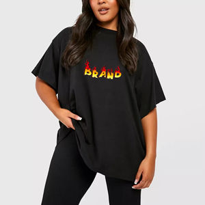 เสื้อยืดผู้หญิงพิมพ์ลายตามสั่งสำหรับฤดูร้อน ผ้าฝ้าย 100% ทรงโอเวอร์ไซส์ ยูนิเซ็กซ์ รับผลิตแบบ OEM ODM พร้อมลายอาร์ไกล์และลายตัวอักษร - Product Image 1