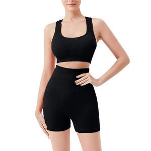 Conjunto de Yoga de 2 Piezas para Mujer, Color Sólido, Nylon y Spandex, Antibacterial, Cintura Elástica, Secado Rápido, Sin Costuras, Transpirable, Antideslizante, con Tirantes - Product Image 5