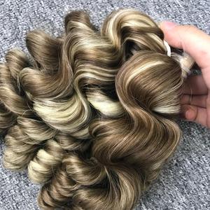 Venta al por mayor 100% Virgen Remy máquina de cabello humano de doble trama de onda profunda rizos Afro Color Rubio para Piano Twist Extensiones de cabello - Product Image 4