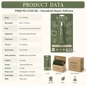 Colle polyuréthane Pinix 50 ml <span class=keywords><strong>à</strong></span> durcissement <span class=keywords><strong>à</strong></span> l'humidité, transparente, imperméable et flexible pour céramique, bois, meubles, chaussures, tissus et usage domestique - Product Image 6