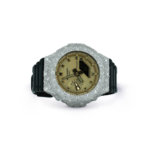 Montre à quartz avec lunette sertie de diamants naturels, halo flamboyant, modèle premium, argent, unisexe, prix le plus bas jamais atteint - Product Image 1