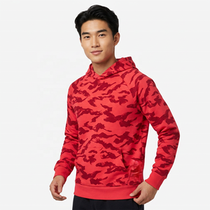 Men's <b>Red</b> Camouflage Lined Long Regular Sleeve <b>Hoodie</b> French Terry Casual Spring Wear Breathable Eco-Friendly Quick Dry Cotton - Product Image 6