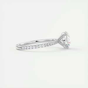 Bague de fiançailles solitaire avec diamant rond de laboratoire de 2,50 carats et pavé français 3/4 pavé en or blanc 14 carats - Product Image 5