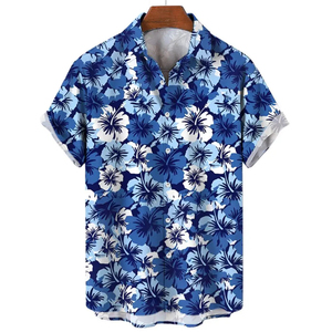 เสื้อเชิ้ตวันหยุดฤดูร้อนสำหรับผู้ชาย ลายต้นปาล์ม ระบายอากาศได้ดี ปกเสื้อพับได้ เสื้อเชิ้ตวันหยุดฤดูร้อนที่ระบายอากาศได้ดี ผ้าป๊อปลิน - Product Image 4