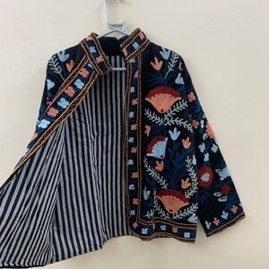 Handmade Bohemian Winter <b>Coat</b> Floral Suzani Embroidered Velvet Jacket Windproof Knitted Duster Cotton Floral Suzani Embroidered - Product Image 2