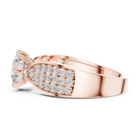 Klassischer Rundschliff Labor-Diamant Verlobungsring in Roségold mit Pavé-Diamant-Schultern Eleganter Brautring