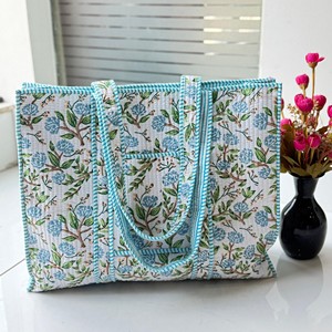 Sac fourre-tout pour femme à fermeture ouverte, motif floral, en toile de coton lavable, doublure, accessoire quotidien pour la plage, le shopping et les voyages - Product Image 1