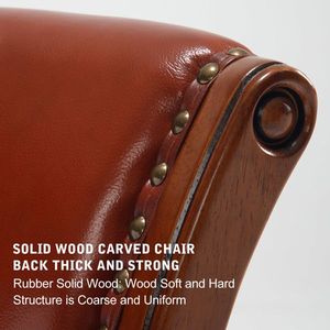 26\" Counter Height Cow Top Leather <b>Wooden</b> <b>Bar</b> <b>Stools</b> 180 Swivel Chair for Home Kitchen 180 Degrees Swivel Barstools Chair - Product Image 5