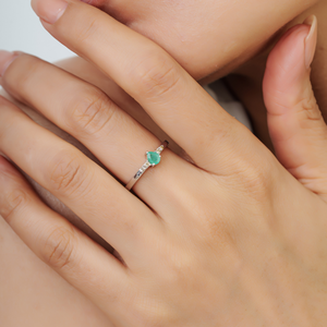 Trending 100% Genuine <b>Emerald</b> & Diamond Solitaire Accent <b>Ring</b> In 925 Sterling <b>Silver</b> Fine Everyday Minimal Jewelry For Her - Product Image 2