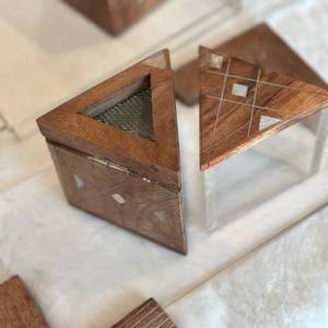wholesale Triangle Mango Wood Acrylic Base Mother of Pearl Inlay Bulk Saudi Arabian <b>Bakhoor</b> Burner Majlis <b>Oud</b> Dakhoon Ce - Product Image 1