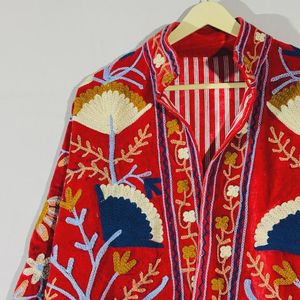 Women's Eco-Friendly Breathable Quick Dry Anti-Wrinkle Cotton Quilted <b>Kantha</b> Sanganeri Jaipuri Autumn Winter <b>Jacket</b> Floral - Product Image 1